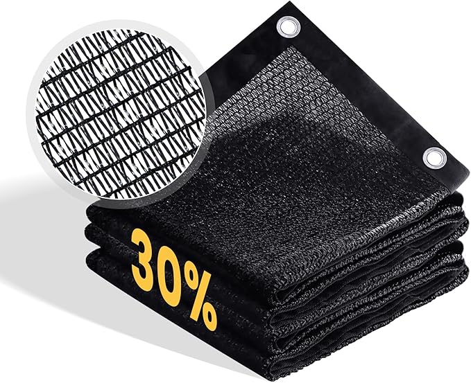 VICLLAX 30% Shade Cloth, 15x22FT Durable Black Mesh Trap with Every 3 FT Grommet, Sun Shade Fabric Netting for for Plants Cover, Greenhouse, Chicken Coop, Barn Kennel, Garden Patio