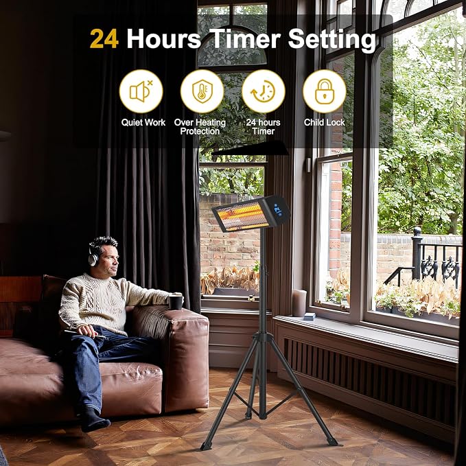 Pasapair Electric Patio Heater - Smart Infrared Indoor Heater 24H Timer with APP Control - Wall Mounted Outdoor Heater for Patio Garage - IP65 CSA Certified