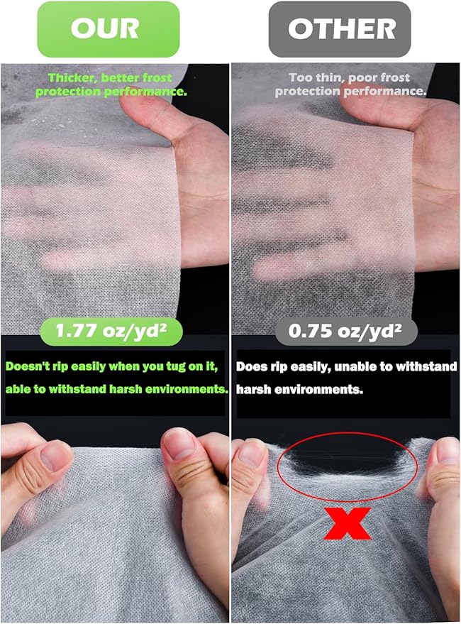 Abimars Thicker Plant Covers Freeze Protection 1.77 oz/yd², 10ft x 16.5ft Reusable Floating Row Cover for Garden, Frost Cloth Plant Freeze Protection, Plant Blanket for Outdoor Plants