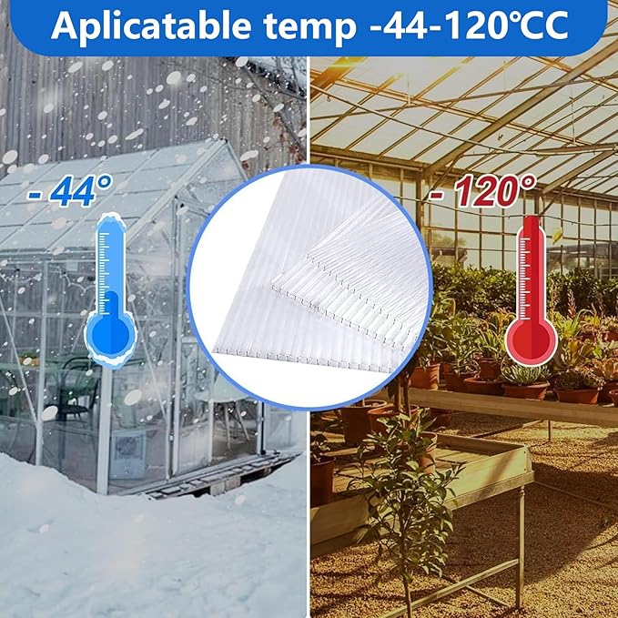 18 Pcs Polycarbonate Greenhouse Panels, 4' x 2' x 0.16'' Twin-Wall Panels, Polycarbonate Sheet for All Weather Outdoor Garden and Greenhouse Covering