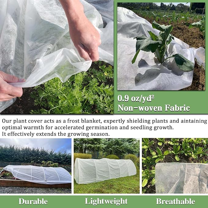 Plant Covers Freeze Protection 7 x 25 Ft, Thick Frost Cloth for Outdoor Plants, Winter Plant Blankets and Frost Covers for Garden Frost Protection, Floating Row Cover