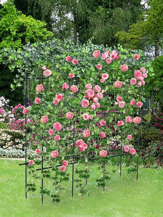 6Γ6 Feet Garden Trellis for Climbing Plant, Kalolary Large Garden Cucumber Trellis U-Frame Vegetable Beans Fruit Grow Trellises Rustproof Metal Plant Climbing Support for Indoor Outdoor Vine Stand