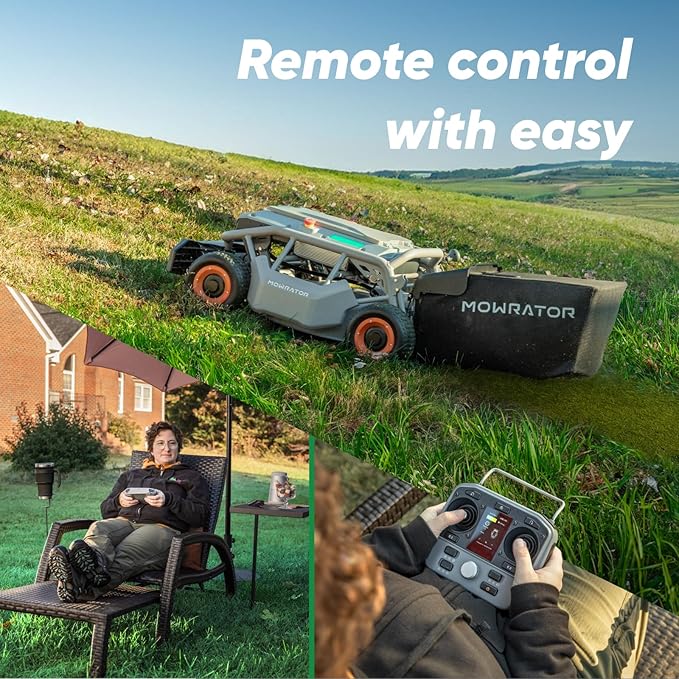 Remote Control Lawn Mower S1 4WD 56V12Ah, Multi-Functions RC Lawn Mower with 1.5-4.3 Inch Cutting Height 21 Inch Cutting Width for 75% Slope(37Β°) for Mowing 0.75 Acres