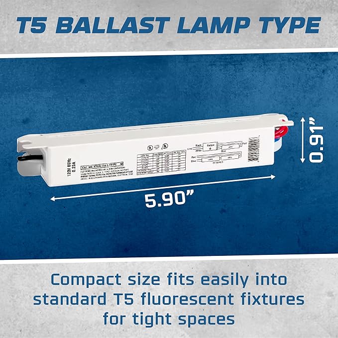 OHLECTRIC Replacement for Keystone KTEB-114-1-TP-FC-MB 1 Lamp T5 Electronic Fluorescent Ballast | 14 Watt, 120V Input with Rapid Start | Finger Case with Mounting Bracket, UL Listed