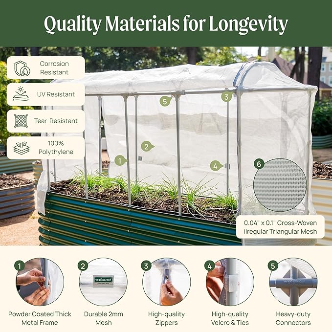 Vego garden Cover System for 2.0' x 6.5' (6 in 1) Garden Bed