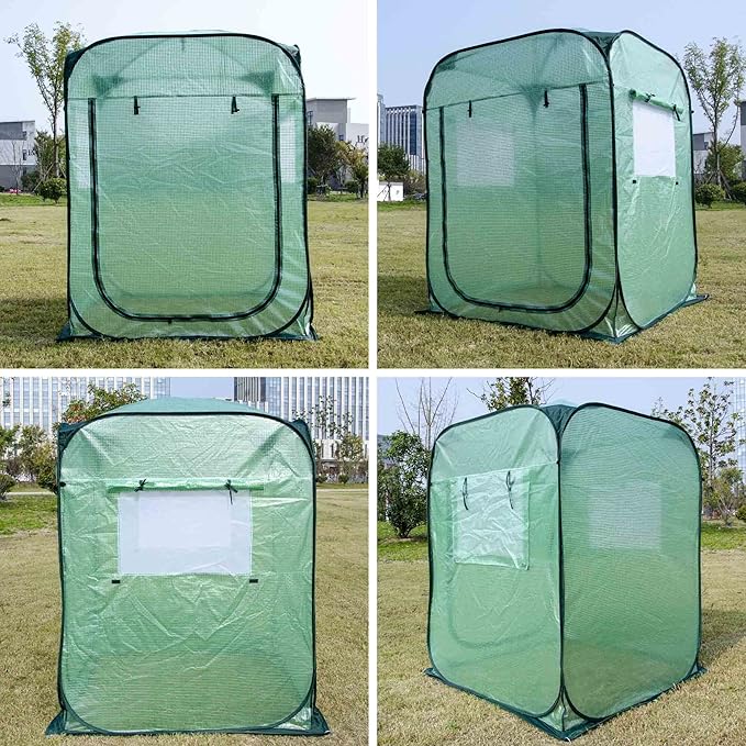 Porayhut Pop Up Greenhouse Tent,Portable X-Large Walk-in Flower House ,Indoor Outdoor Gardening Plant Sunshine Room with PE Mesh Cloth Cover for Protecting Plant from Cold Frost & Birds