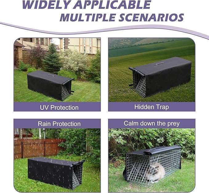 Deblue Trap Cage Cover, Cage Covers for Small Animal Trap Cage, Feral Cat Trap Covers for 1 Door Humane Animal Trap Cage 32 x 10 x 12 inches - (Only Cover)
