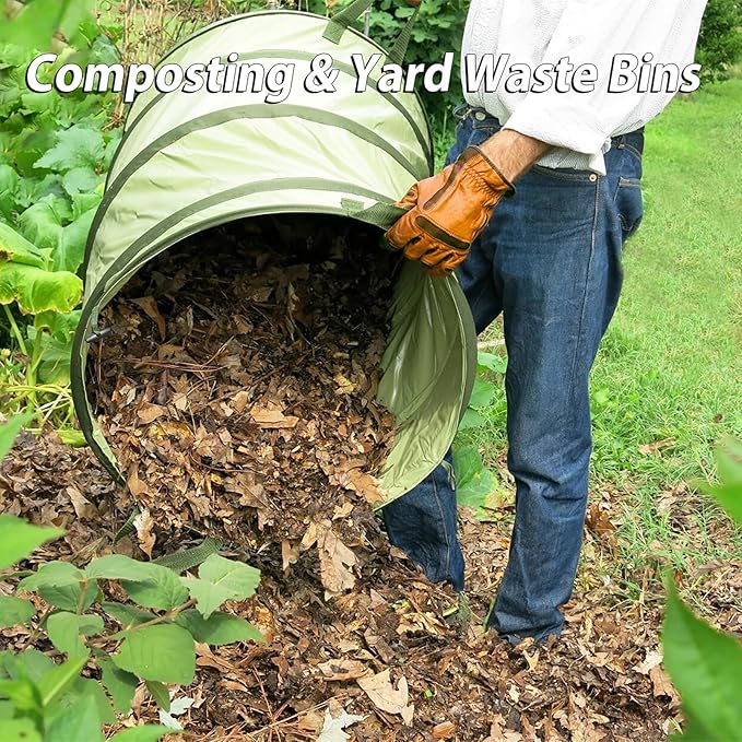 YUDI & GARDEN 45 Gallon Collapsible Garden Bag|Collapsible Trash Can|Camping Trash Can, Use for Gardening Cleanup or Party Waste and Outdoor Activities