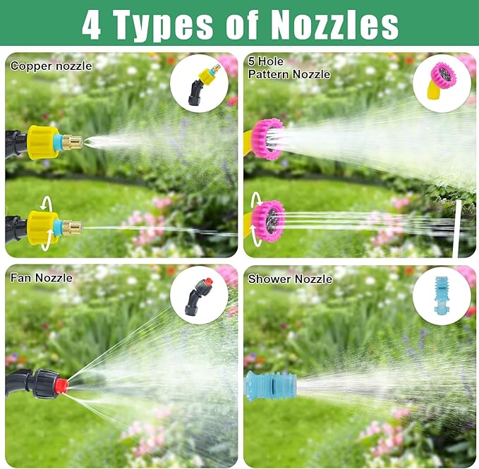 Battery Powered Sprayer 2 Gallon, 7.4V Powerful Electric Sprayer with 4 Nozzles, Rechargeable Handle with 36.22'' Retractable Wand, Adjustable Shoulder Strap, Weed Sprayers in Lawn Garden Yard (Green)