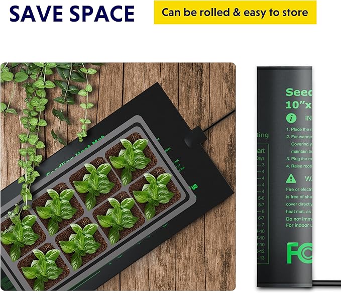 iPower Durable Waterproof Seedling Heat Mat 10"x20.75", Warm Hydroponic Heating Pad for Germination, Indoor Gardening, Greenhouse