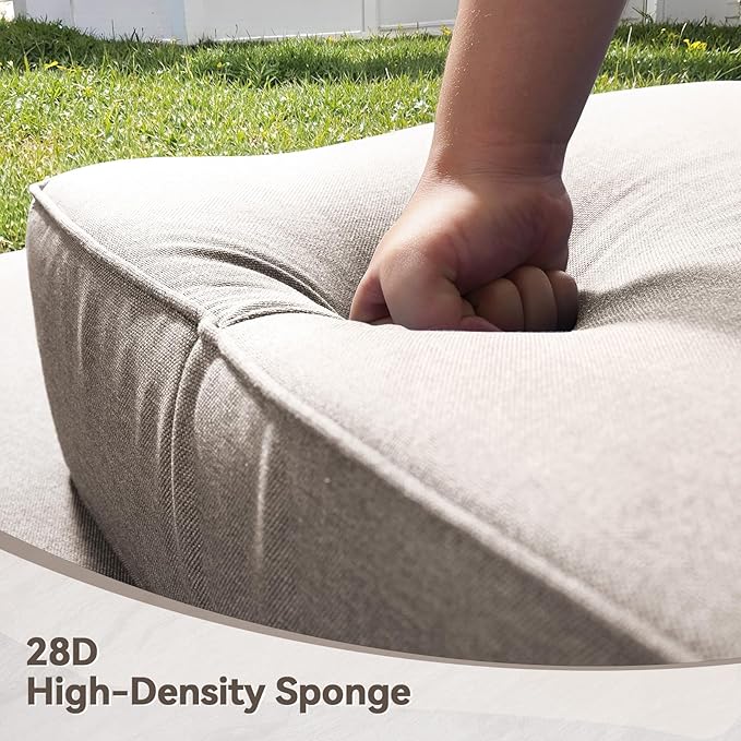 Luxury 6" Outdoor Cushions for Patio Furniture, 24x24x6 Thick Seat Cushion Set of 3, Fade Resistant Couch Chair Replacement Cushions High Density Deep Wicker Chair Cushion w/Removable Cover, Beige