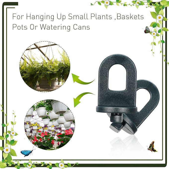 Ripeng 50 Pieces Greenhouse Hooks Hanger Twist Clips Greenhouse Fixing Clips with Stainless Steel S Hooks for Outdoor Garden Hanging Plants Plastic Insulation Netting Shading