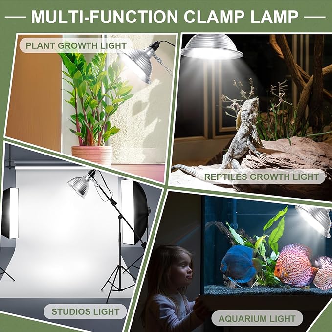 Macarrie 6 Pcs Adjustable Clamp Lamp Light with Aluminum Reflector Up to 150 Watt (No Bulb Included) E26 Socket SPT-2 18awg 6FT Cord (5.5 Inch)