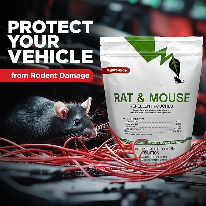 Nature-Cide Rat & Mouse Pouches - Plant-Based Formula for Indoor & Enclosed Spaces - Fresh Mint Aroma, 45-60 Day Use - 25 sq ft Coverage per Pouch (Pack of 12)