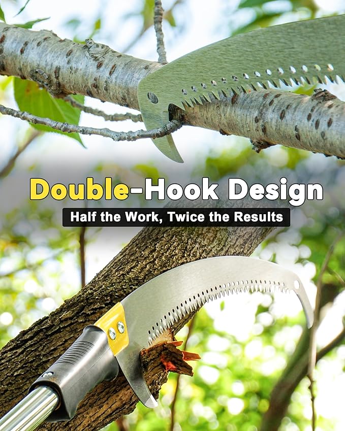 11FT Pole Saw with Adjustable Length for Tree Trimming, Lightweight Manual Pruning Saw with Mn Steel Blade, Long Extension Branch Cutter Pole Pruner for Yard, Garden, Patio and Forestry Use