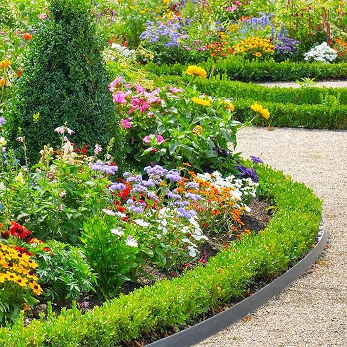 Garden Edging Border,33ft Landscape Edging Garden Borders Edging【2INCH Hight】 Paver Edging Include 30 Stakes, Flexible Lawn Edging Border for Yard, Lawn, Gardens (Grey)