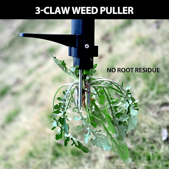 MAZING 3-Claw 39" Weed Pulling Tool, Ergonomic D-Handle Weeding Tool with Long Handle for Effortless Garden Weed Removal, Stand Up Weeder Weeding Tool for Lawn, Yard, Garden, Crabgrass