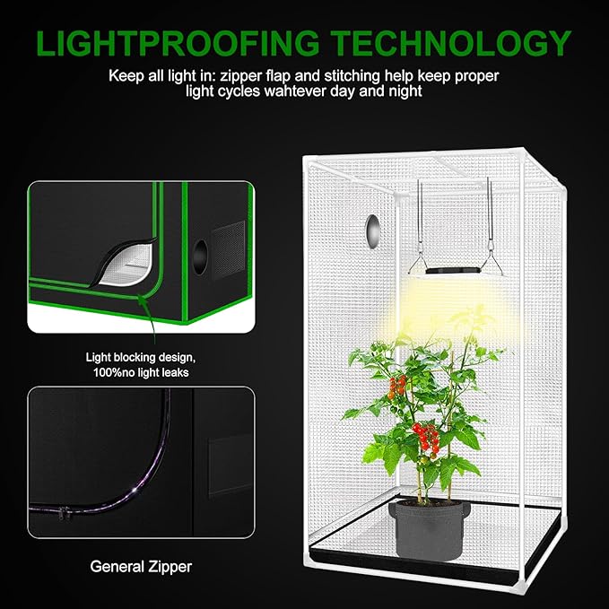 MELONFARM Small Grow Tent for Aerogarden,18”x18”x48” ,Hydroponics Growing System ,Highly Reflective 600D Diamond Mylar Canvas with Ventilation window and Floor Tray for Hydroponic Indoor Plant Growing