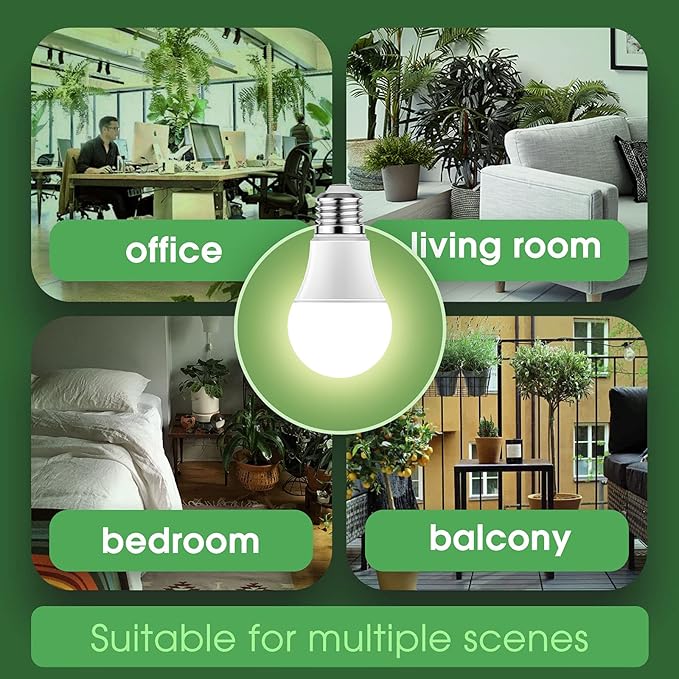 Briignite Grow Light Bulbs, LED Grow Light Bulb A19 Bulb, Full Spectrum Grow Light Bulb, Plant Light Bulbs E26 Base, 11W Grow Bulb 100W Equivalent, Grow Light for Indoor Plants, Seed Starting, 12Pack
