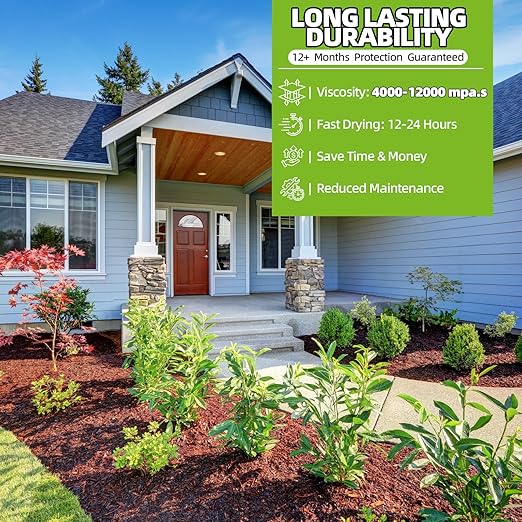 Mulch Glue 1.3 Gallon, Ultra-Stick Rock Glue for Landscaping, Gravel Binder Non-Toxic Rubber Mulch Lock Adhesive, Heavy Rain & Windproof for Gardens, Pea Gravel Stabilizer, Lasts up to 2 Year