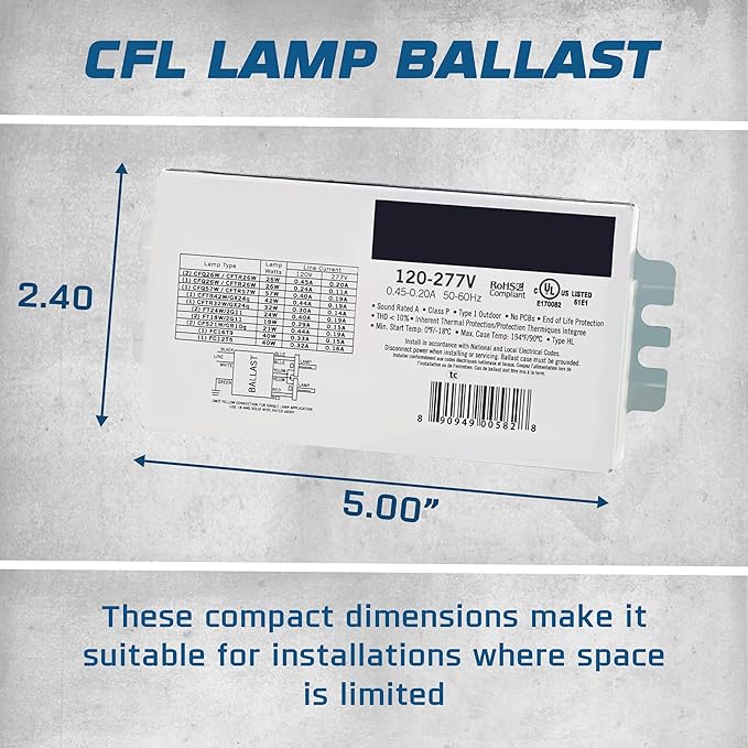 4 Pack - Replacement for Syvalnia QTP2X26CF UNV DM - 2-Lamp T4 Compact Fluorescent Ballast 26W High Power Factor (120/277V) Easy Installation