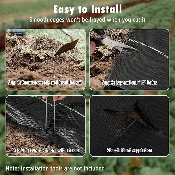 6FT x 300FT Weed Barrier Fabric, 4.6oz Landscape Fabric Heavy Duty Weed Barrier, High Permeability Ground Cover Geotextile Fabric Weed Cloth for Garden, Farm & Driveway