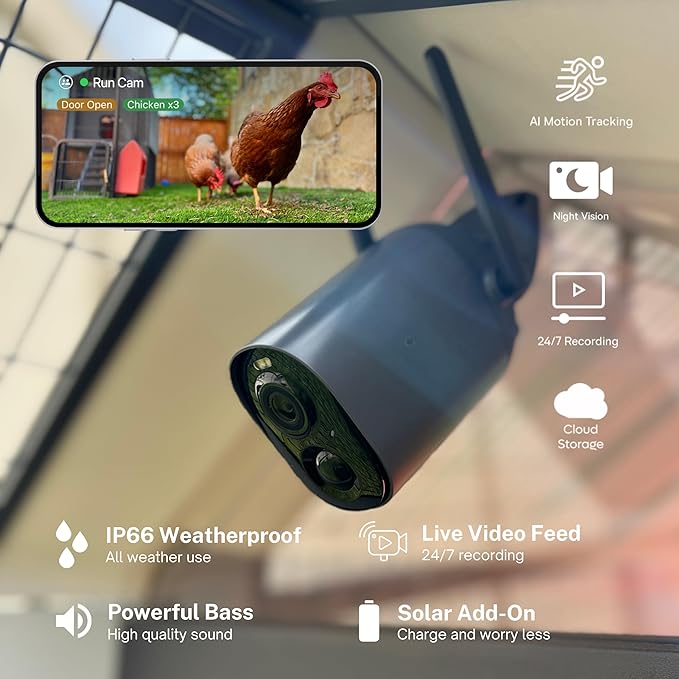 Coop Smart All-in-One Chicken Kit – Includes Automatic Door, and (2) AI CoopCams for 4-6 Chickens, Solar Optional