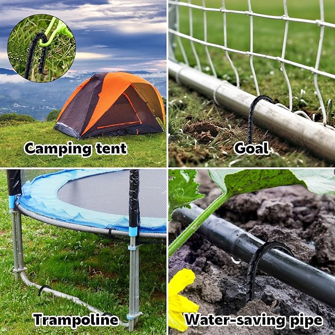 16 Inch J-Hook Rebar Stakes, HeavyDuty Anti-Rust Ground Anchors for Chainlink Fence, Garden Dog Fence, Sports nets, Camping Tent, Etc (20 Pack)