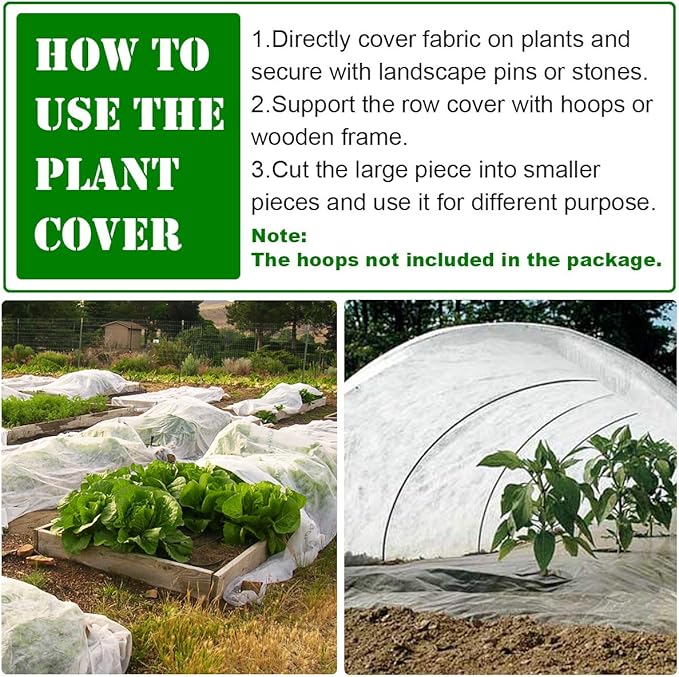 Plant Covers Freeze Protection, 10ft×33ft Reusable Rectangle Frost Protection Floating Row Cover Plant Blanket Garden Winterize Cover for Cold Weather Snow