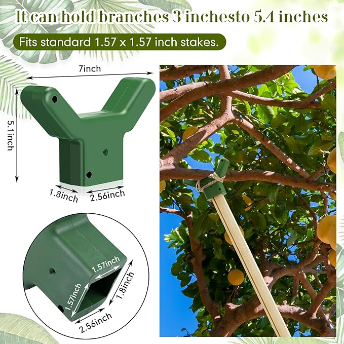 Yungyan 8 Pcs Tree Support, Plastic Fruit Tree Branch Support Device Tree Brace Prevent Them from Breaking for Vineyards Ornamental Gardens Orchards Fits on Standard 1.57 x 1.57 Inch Lumber (Green)