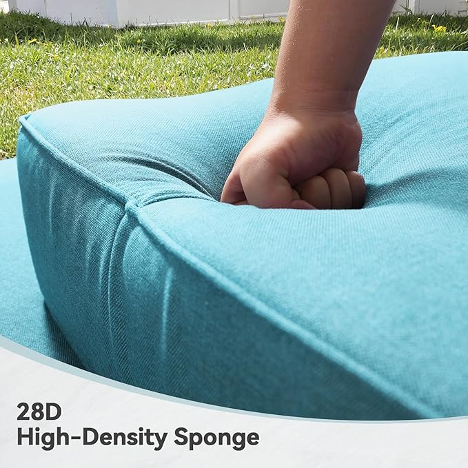 Luxury 6" Outdoor Cushions for Patio Furniture, 24x24x6 Thick Seat Cushion Set of 10, Fade Resistant Couch Chair Replacement Cushions High Density Deep Wicker Chair Cushion w/Removable Cover, Teal