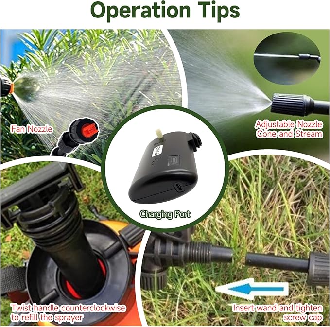 Battery Powered and Manual Sprayer (Dual Function) for Yard, Garden and Agriculture 2 Gallon