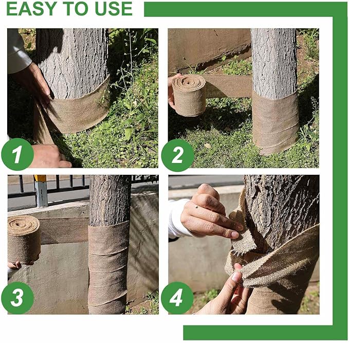 Agfabric Burlap Tree Wrap, 31''x50ft Natural Burlap Fabric Roll for Winter Tree Trunk and Outdoor Plants, Tree Trunk Guards Protect Bark, 100% Jute Plants Bandage for Keeping Warm and Moisturizing