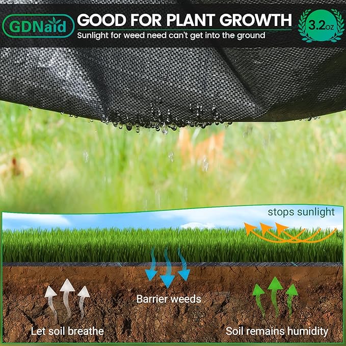 5ftx180ft Weed Barrier Landscape Fabric Heavy Duty, Premium 3.2oz Weed Barrier Fabric Garden Ground Cover, Weed Fabric, Garden Landscaping Fabric