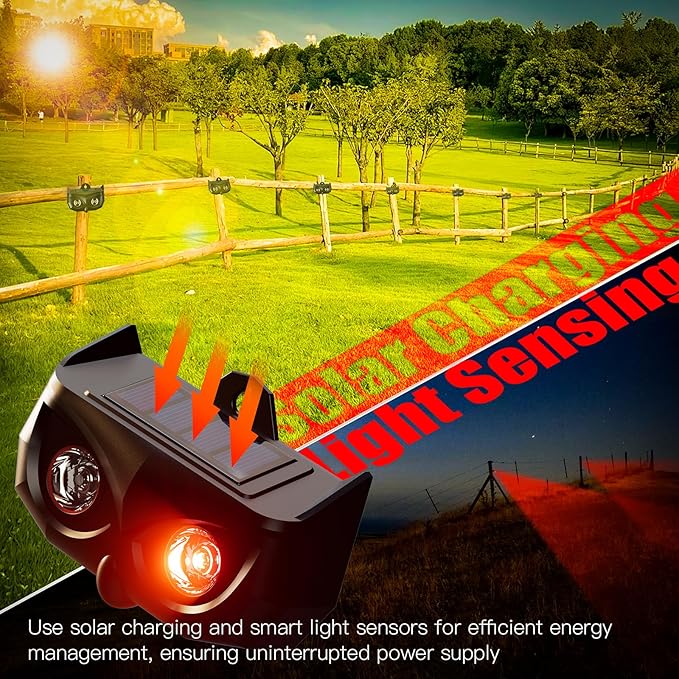 Solar Animal Repeller-Nocturnal Coyote Deterrent with Upgraded Frequency Flashing Lights-Waterproof Deer Repellent Device for Raccoon Fox Skunk-Predator Lights for Chicken Coop Farm Yard Garden (1)