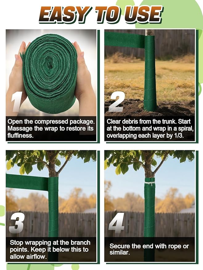 ANPHSIN 2pcs Breathable 3-Layer Tree Protector Wrap - Total 130ft Thicker Freezeproof Trunk Guard, Winter Plant Covers for Sapling Fruit Trees Keeping Warm & Moisturizing, Away from Deers