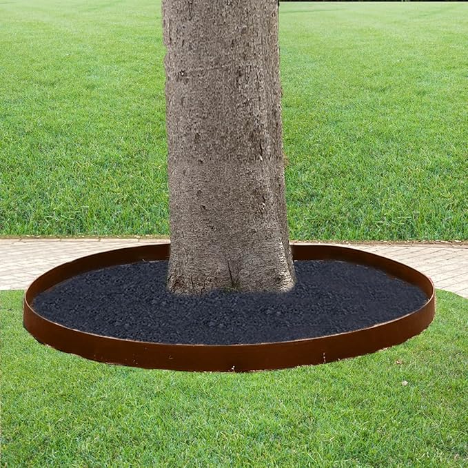 49FT Landscape Edging, 4 in Tall Garden Edging Borders with 75 Spikes,Flexible Lawn Edging Plastic Borders for Garden, Flower Beds, Pavement-Brown