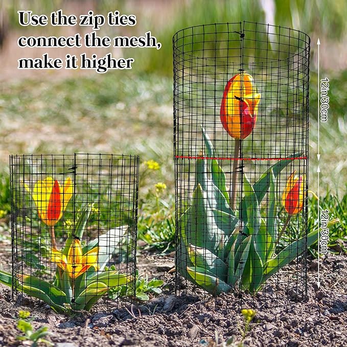 20 Pack Round Plant Protector from Animals, 12'' x 12'' Metal Plant Cages,60Pcs Metal Mesh to Keep Animals Out, Garden Protection Bunny Barricades, Wire Plant Protectors for Rabbits Chicken Duck