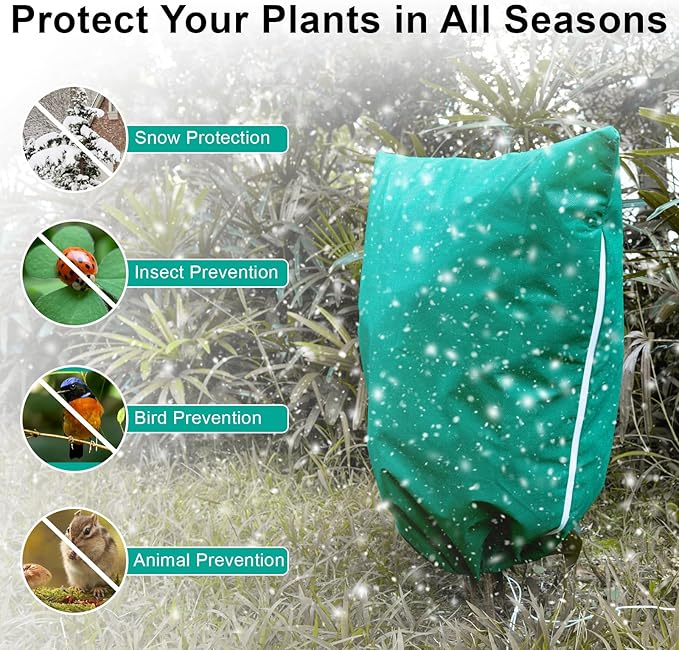 Insoma Extra Large Plant Cover Freeze Protection 86.6" W X 97.5" H, Outdoor Plants Frost Protection Covers with Zipper & Drawstring, Frost Blankets for Tree, Shrub Potted Plants Cover in Winter