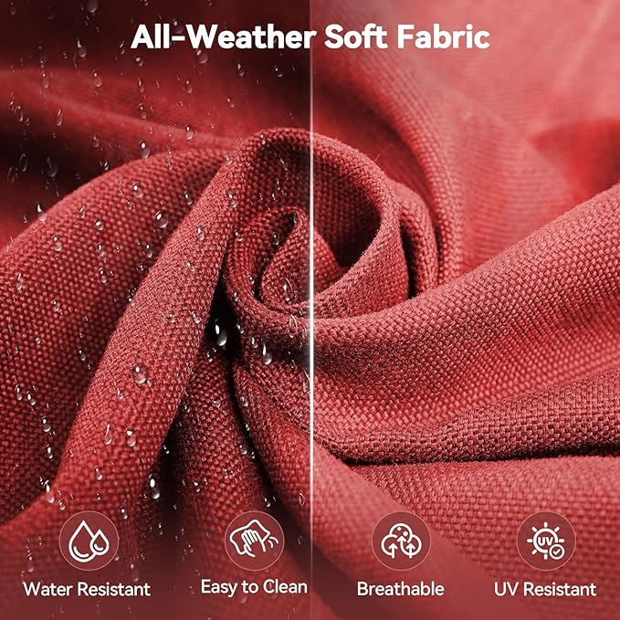 Luxury 6" Outdoor Cushions for Patio Furniture, 24x24x6 Thick Seat Cushion Set of 2, Fade Resistant Couch Chair Replacement Cushions High Density Deep Wicker Chair Cushion w/Removable Cover, Red