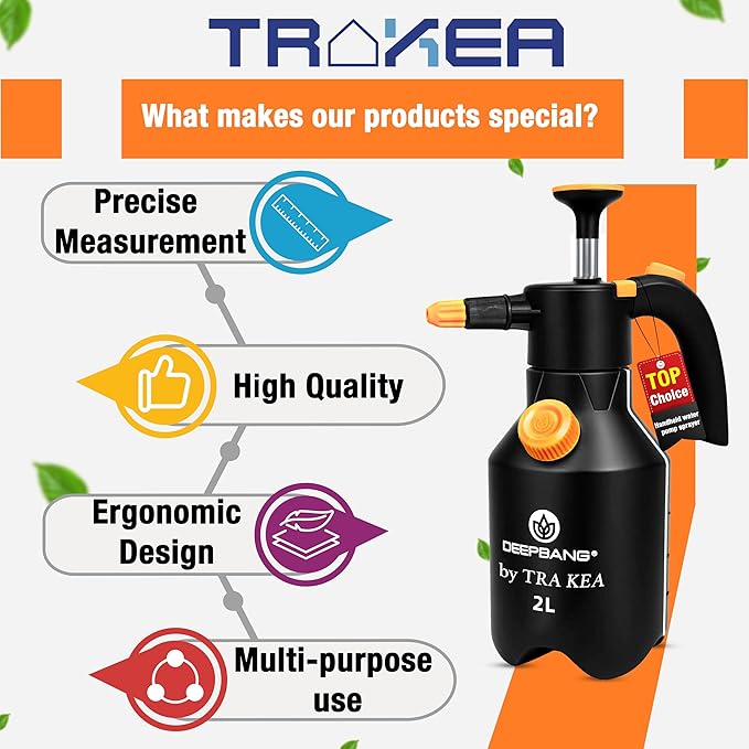 Premium 2L Handheld Pump Sprayer Adjustable Nozzle Water and Foam Continuous Spray Bottle for Car Washing Gardening Household Cleaning โ Heavy Duty Chemical Resistant