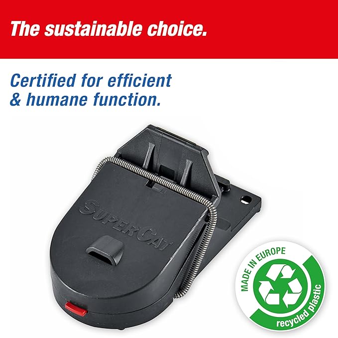 SWISSINNO Mousetraps & Mice Traps for Home - PRO SuperCat - 4 Traps – Pre-Baited Snap Traps with Precision Trigger – Instant Catch & Kill – Indoor & Outdoor Use – Easy Set No-Touch Disposal