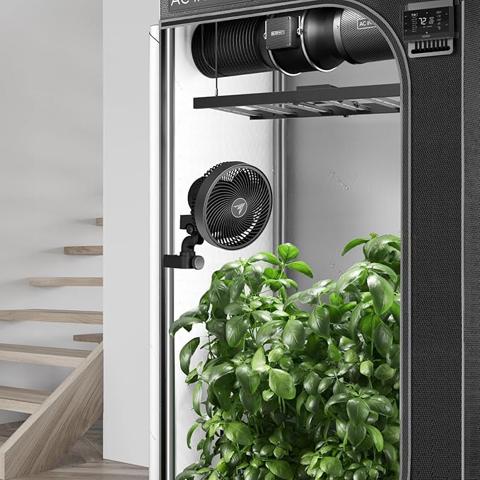 AC Infinity CLOUDRAY S9, Grow Tent Clip Fan 9” with Redesigned Long-Life EC Motor, Custom 10 Dynamic Wind Speeds and 10-Level Oscillation, Weatherproof IP-54, for Hydroponics Circulation Cooling