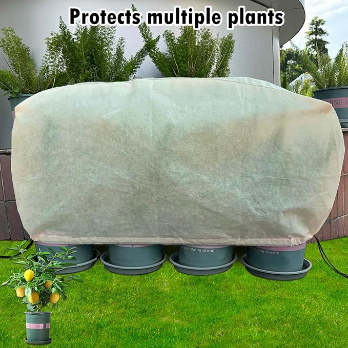 Plant Cover Frostproof Large,Shrub Cover,Winter Frost Fabric,Outdoor Plant Blanket for Cold Weather. Drawstrings and latches on Both Ends for Locking - 150 * 40 * 45 cm - 4 Pieces