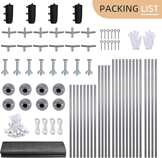 JY QAQA Carport, 12x20 FT Heavy Duty Carport with Removable Side Walls and Doors, Car Canopy with All-Season Tarp for Cars, Grey