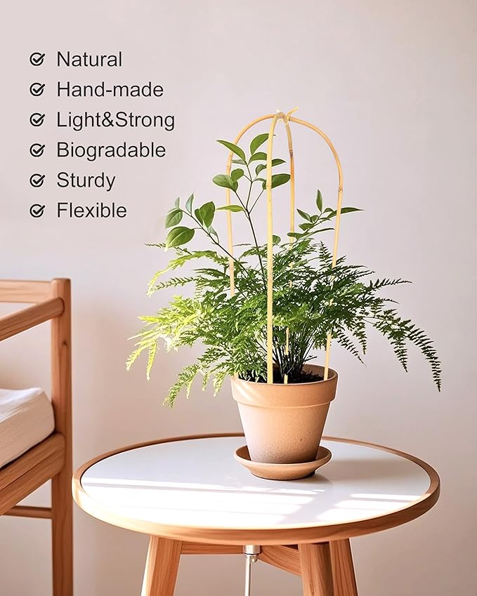 4ft Natural U-Hoops Bamboo Trellis U-Shaped Garden Trellis for Climbing Plants, Vines, Ivy, Flowers, and Potted Plants 3pcs