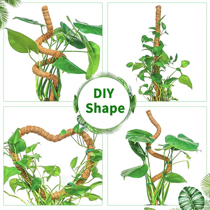 4 Pack Moss Pole, 26.8-Inch Moss Poles for Plants Monstera,Bendable Plant Support Stakes for Climbing Plants Indoor, Garden Trellis Plant Stick for Potted Plants, Pothos Philodendron