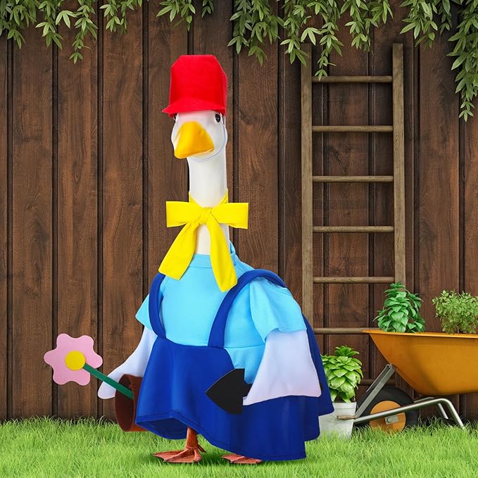 Outus Gardener Goose Outfits Funny Porch Goose Outfit 23 Inch Holiday Lawn Geese Cloth for Summer Spring Garden Yard Lawn Outdoor Decoration