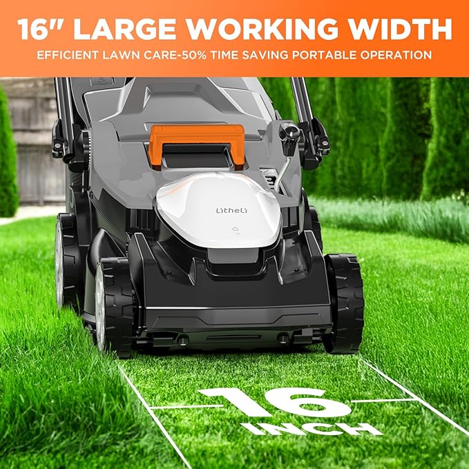 Litheli 40V (2 x 20V) 16.6" Electric Lawn Mower Cordless, Walk Behind Lawn Mower with 6-Height Adjust, Portable & Lightweight Push Battery Powered Lawn Mower (2 * 4.0AH Batteries Included)