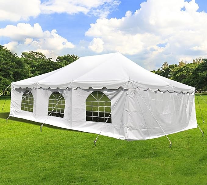 Party Tents Direct 20' x 30' Weekender Canopy Tent with Sidewalls, Easy Up Party Tent for Backyard, Outdoor Tents for Parties, Weddings, Graduations, Banquets, Events, Heavy Duty, PVC White Top